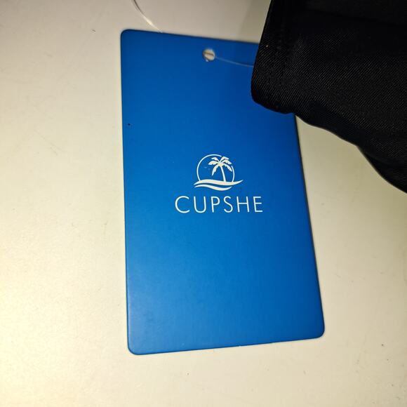 CUPSHE Black Mesh High Waist Bikini Swimsuit Tank Top 2 Pieces BathingSuit XS - Picture 6 of 12